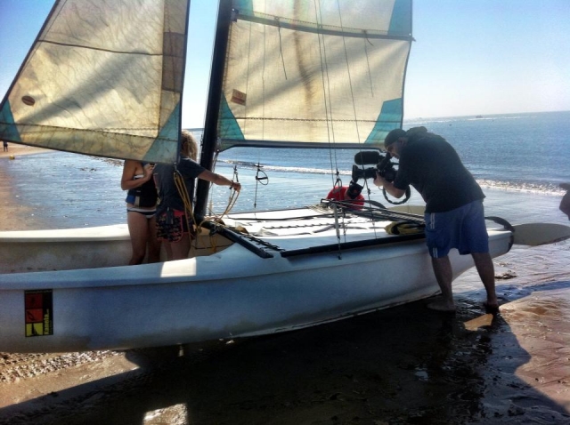 Preparando el catamarán
